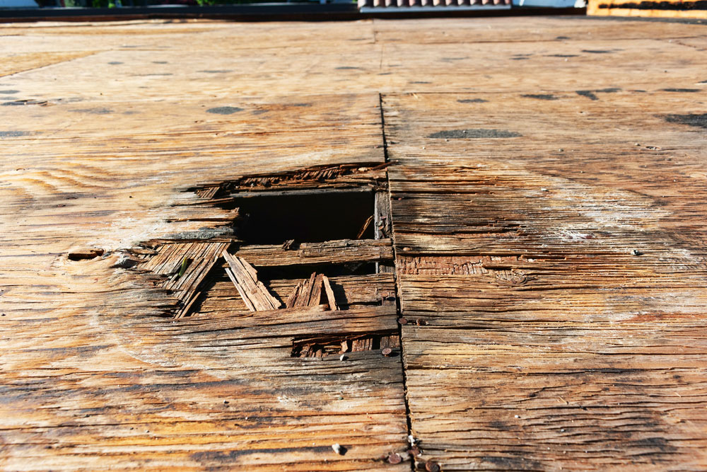 hole in plywood decking